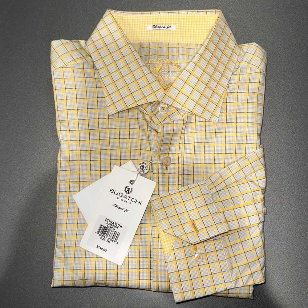 Mens Bugatchi Italian shirt. Rich vibrant pattern and fabric. Shaped fit XXL